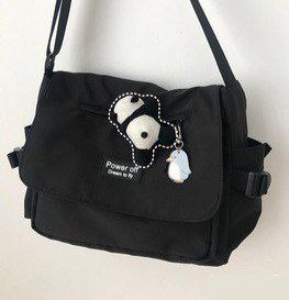 Alternative view of Сумка чорна/синя  плащова тканина з м'ягкою іграшкою пандою