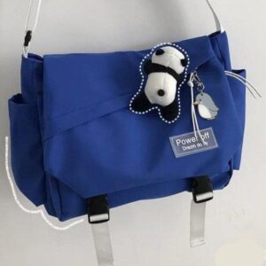 Сумка чорна/синя  плащова тканина з м'ягкою іграшкою пандою