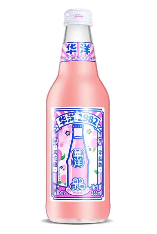 Газований напій Soda Drink White Peach Sakura HUAYANG 358 мл